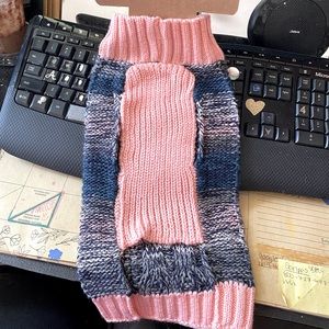 Dog Sweater, pink blue, grey. Size M bnwt
